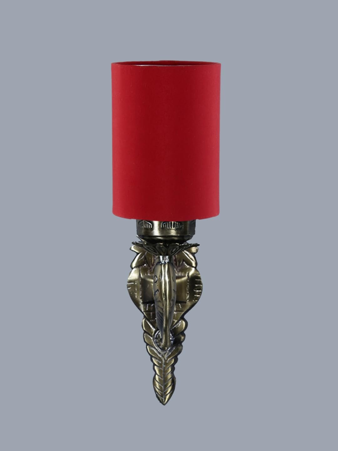 Antique Gold Wall Lamp for Office/Home/Gifting with Cotton Red Shade(8x4.25x11) Inches -93