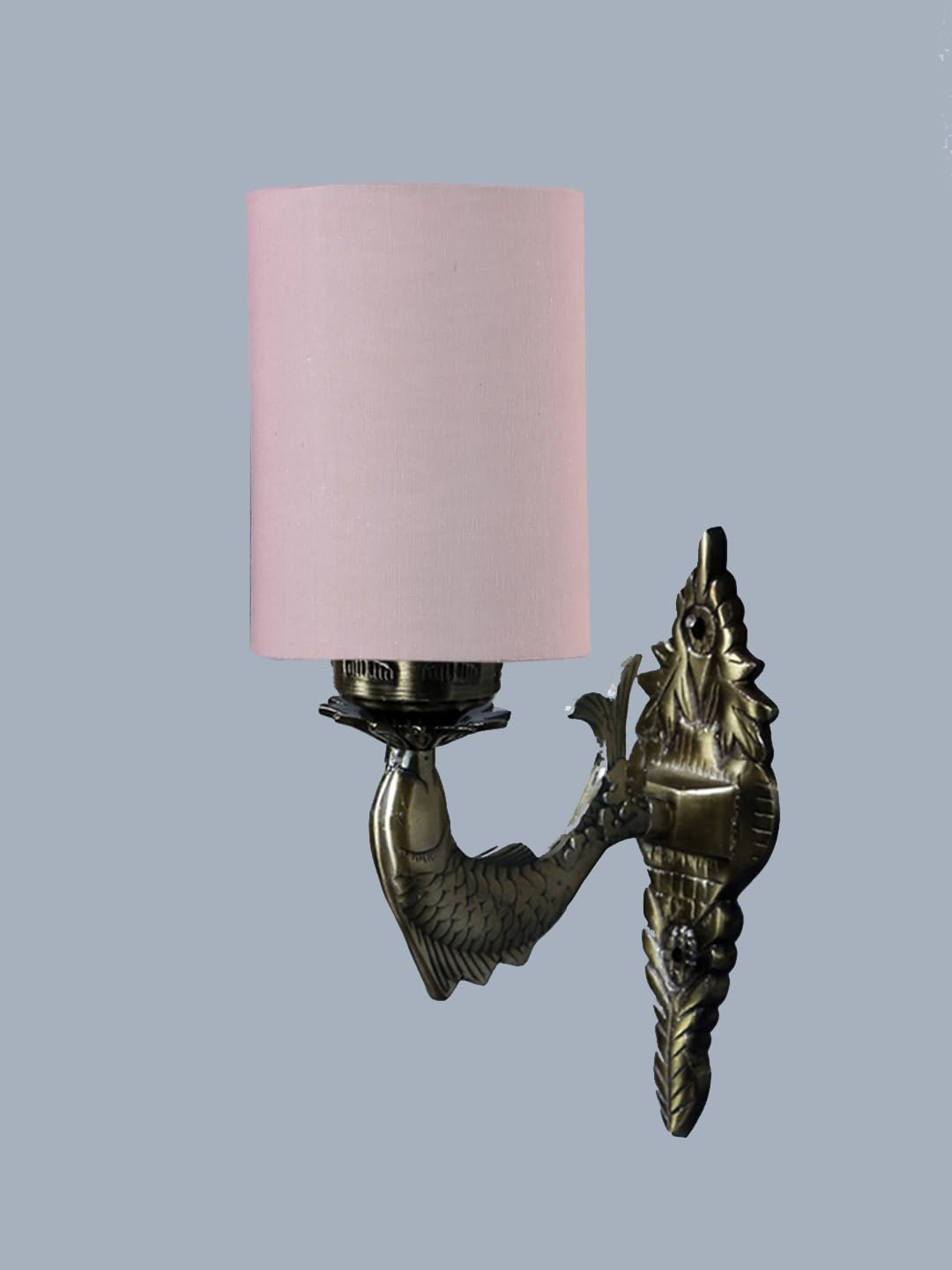 Antique Gold Wall Lamp for Office/Home/Gifting with Cotton Grey Shade(8x4.25x11) Inches -96