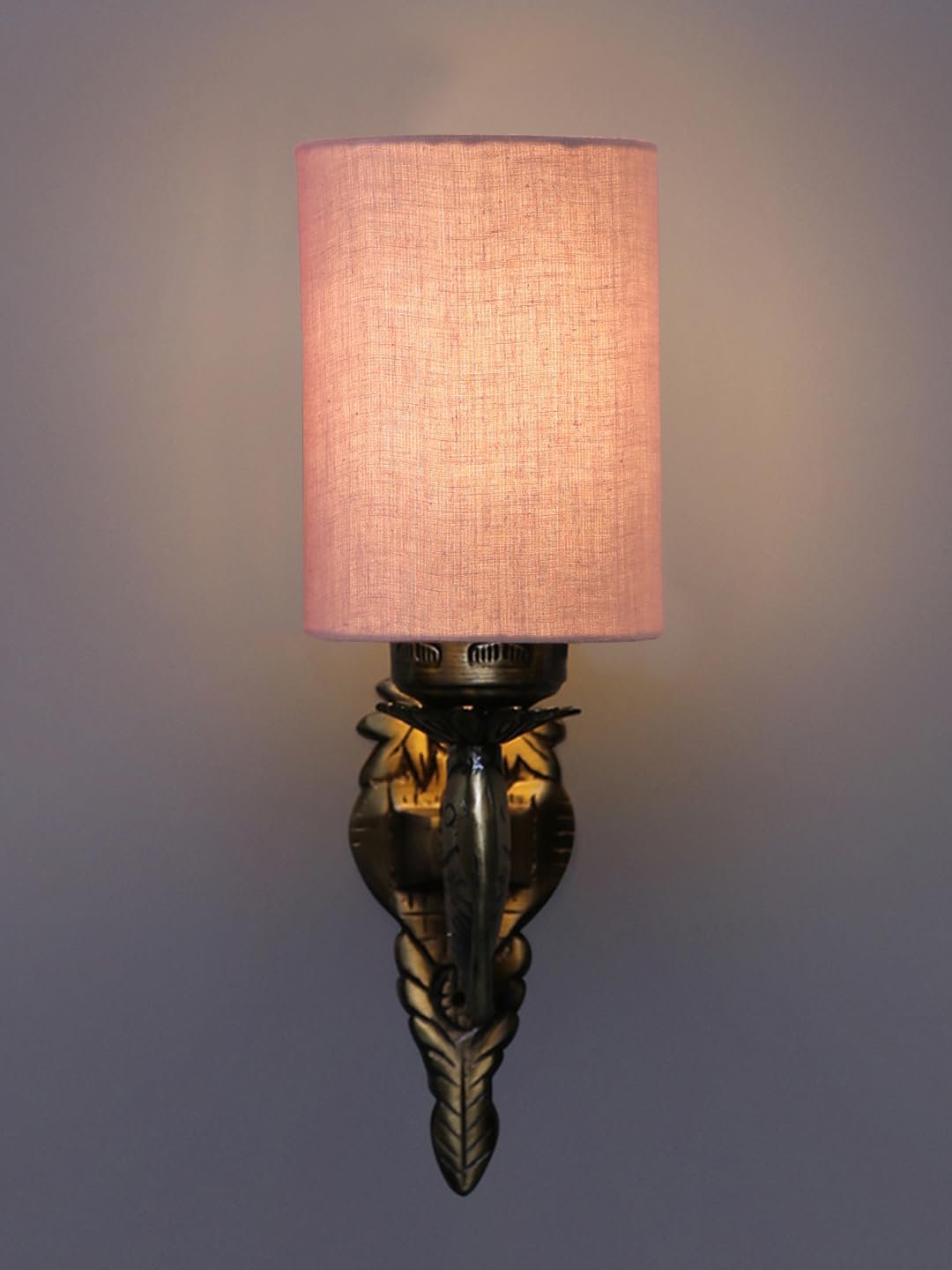 Antique Gold Wall Lamp for Office/Home/Gifting with Cotton Grey Shade(8x4.25x11) Inches -96