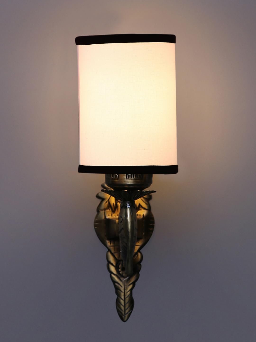Antique Gold Wall Lamp for Office/Home/Gifting with Cotton White & Black Shade(8x4.25x11) Inches -97