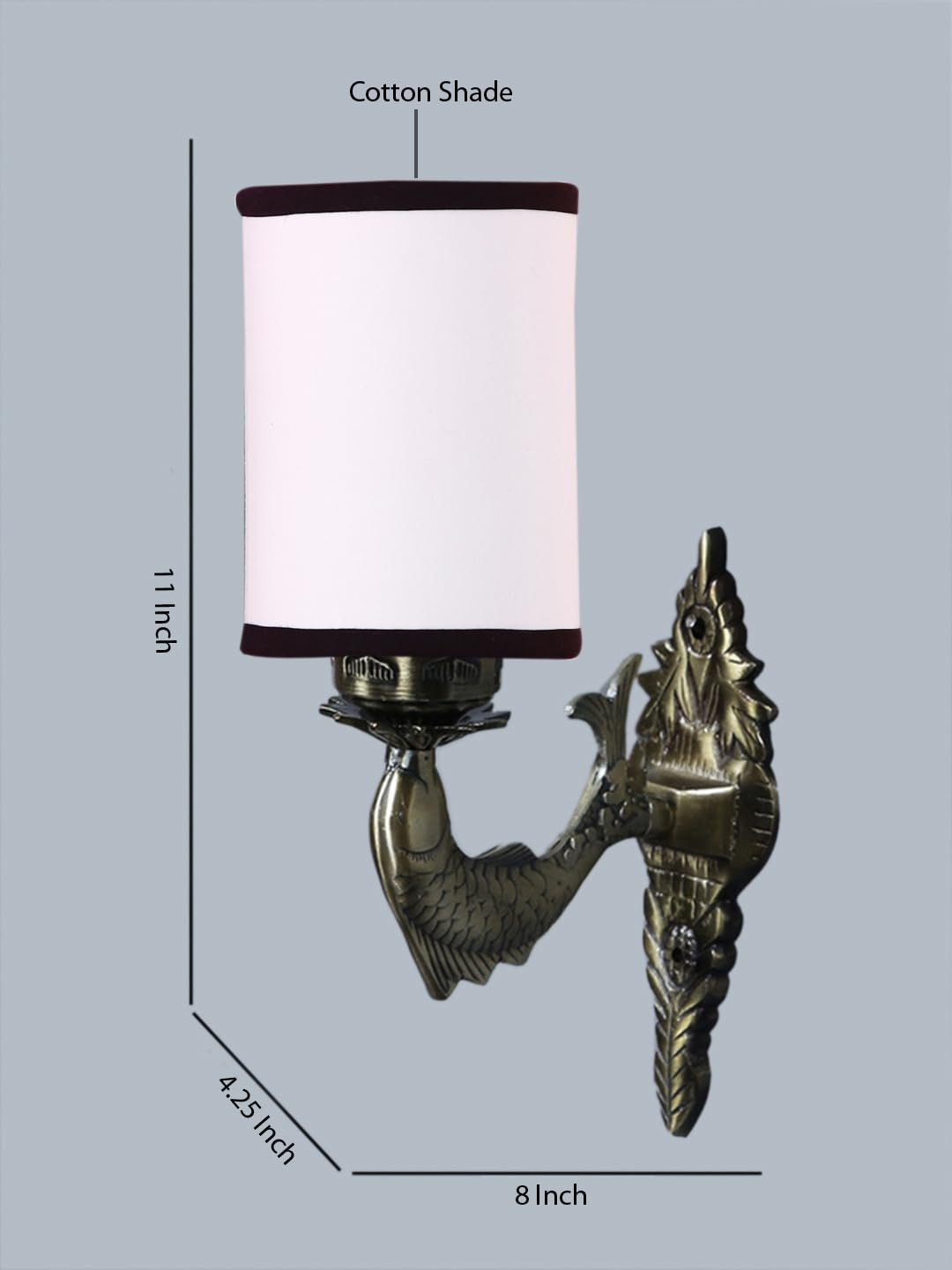 Antique Gold Wall Lamp for Office/Home/Gifting with Cotton White & Black Shade(8x4.25x11) Inches -97