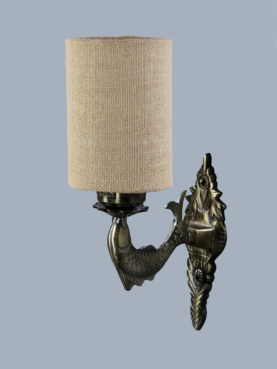 Antique Gold Wall Lamp for Office/Home/Gifting with Jute Beige Shade(8x4.25x11) Inches -98