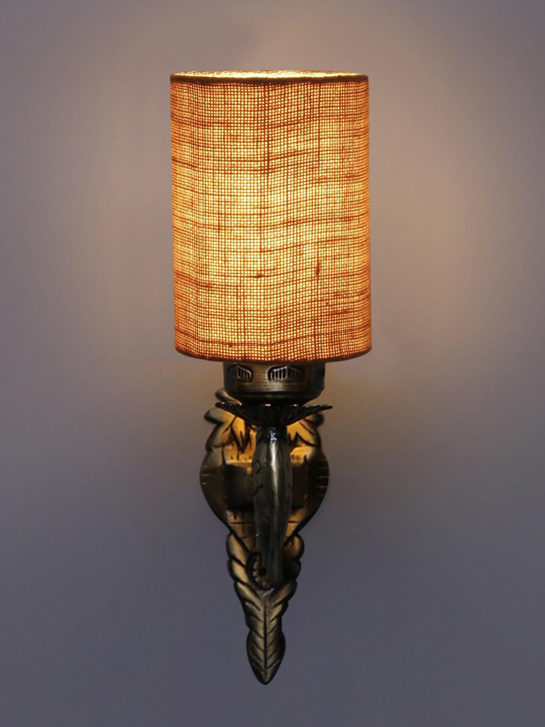 Antique Gold Wall Lamp for Office/Home/Gifting with Jute Beige Shade(8x4.25x11) Inches -98