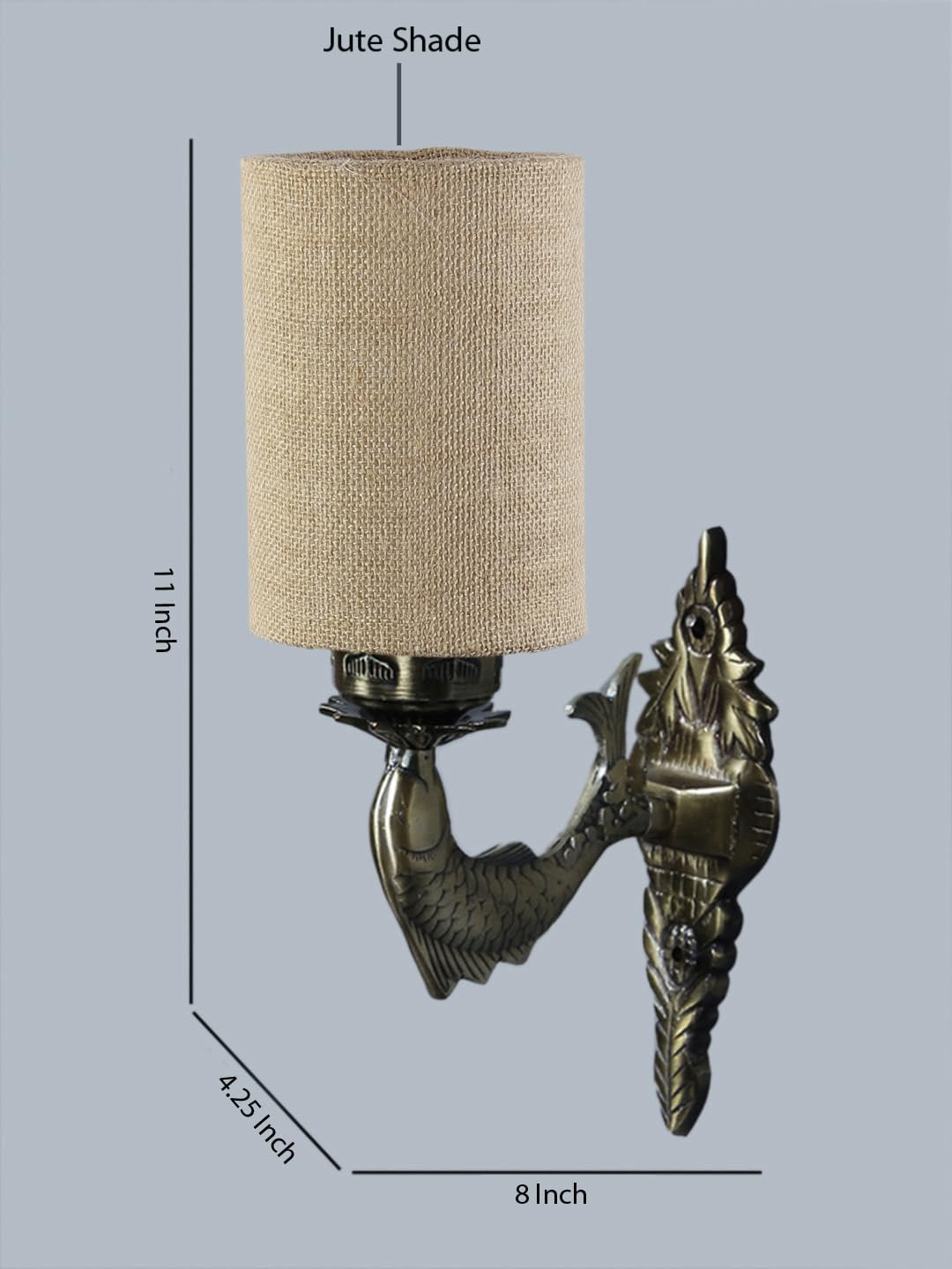 Antique Gold Wall Lamp for Office/Home/Gifting with Jute Beige Shade(8x4.25x11) Inches -98