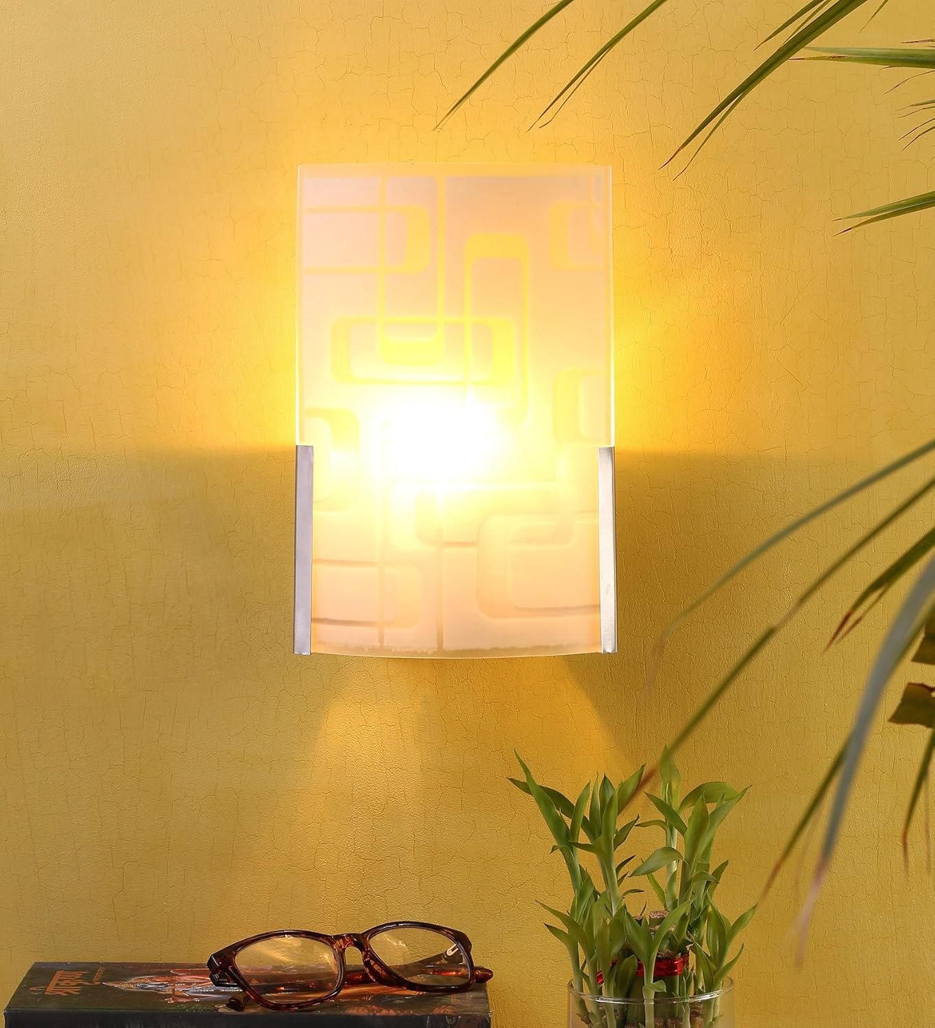 off White Steel & Glass Wall Mounted Light for Living Room/Drawing Room/Office/Bedroom/Decoration/Lobby/Dining Room/Passage/Hall Way/Gift