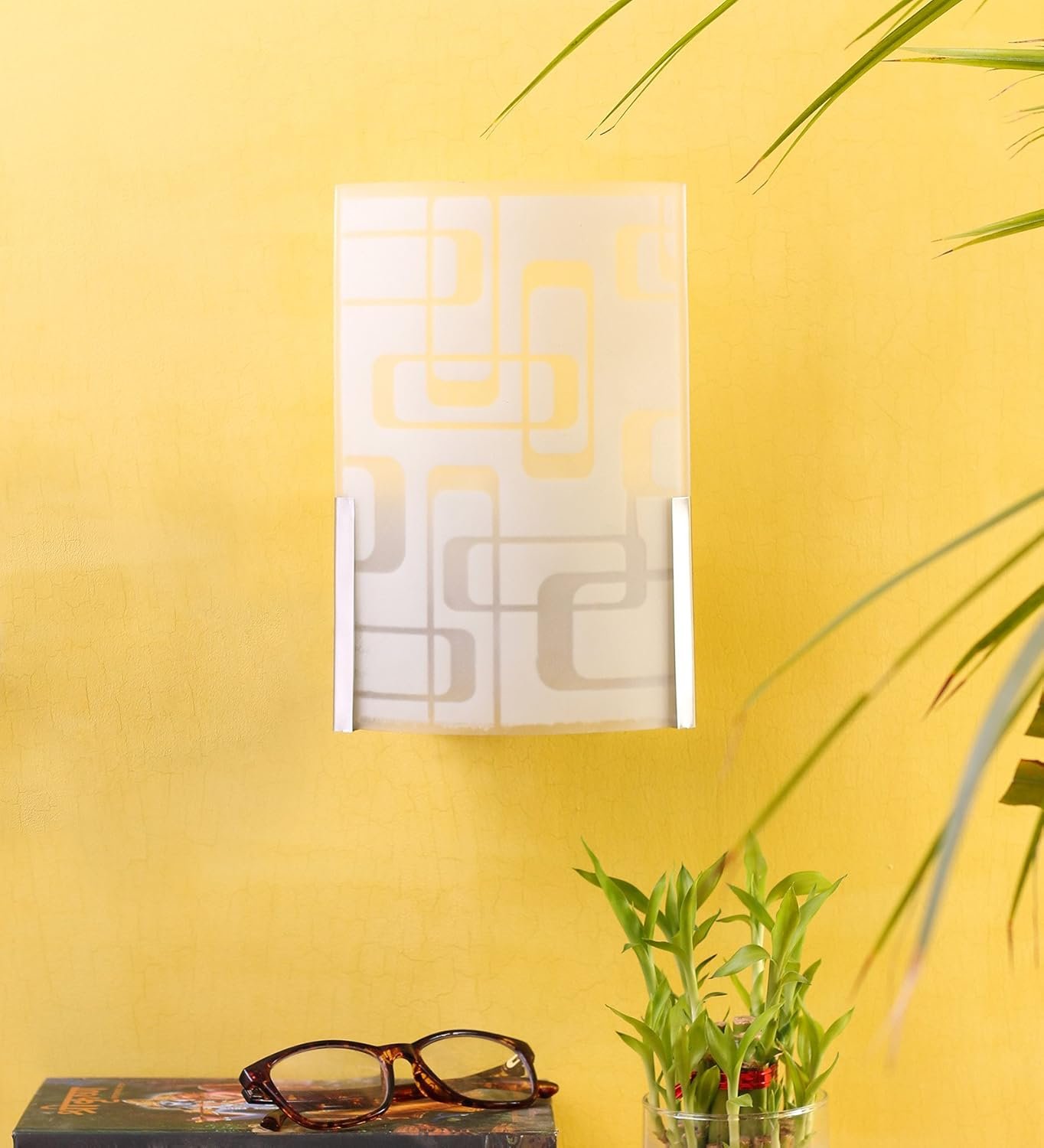 off White Steel & Glass Wall Mounted Light for Living Room/Drawing Room/Office/Bedroom/Decoration/Lobby/Dining Room/Passage/Hall Way/Gift