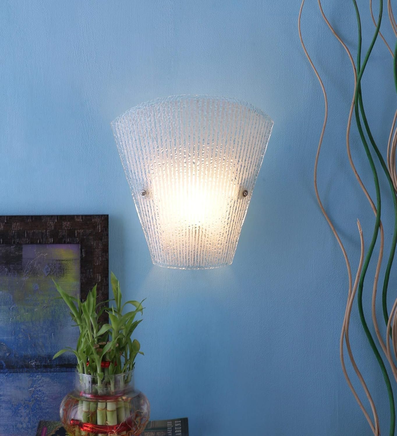 Off White Metal & Glass Wall Mounted Light for Living Room/Drawing Room/Office/Bedroom/Decoration/Lobby/Dining Room/Passage/Hall Way/Gift