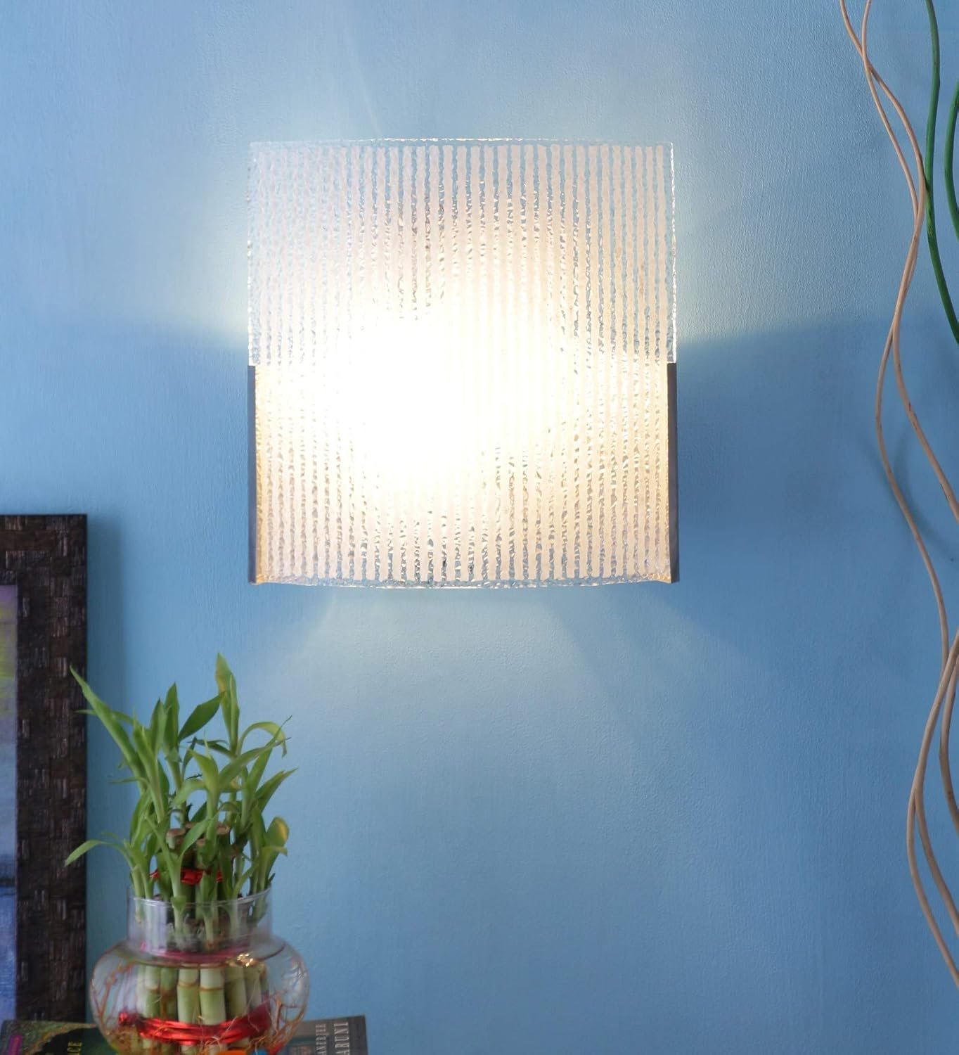 Off White Steel & Glass Wall Mounted Light for Living Room/Drawing Room/Office/Bedroom/Decoration/Lobby/Dining Room/Passage/Hall Way/Gift