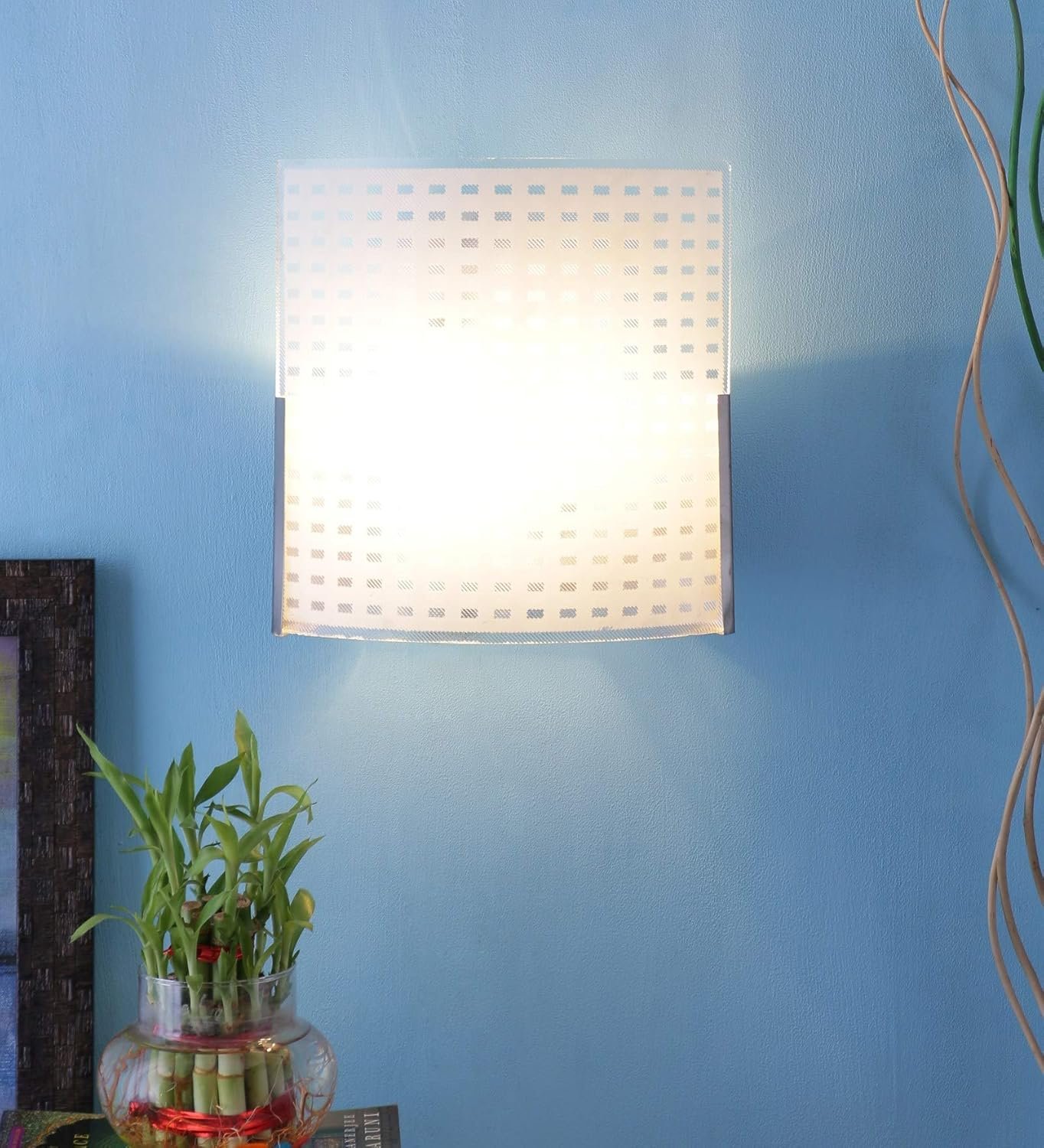 Off White Steel & Glass Wall Mounted Light for Living Room/Drawing Room/Office/Bedroom/Decoration/Lobby/Dining Room/Passage/Hall Way/Gift