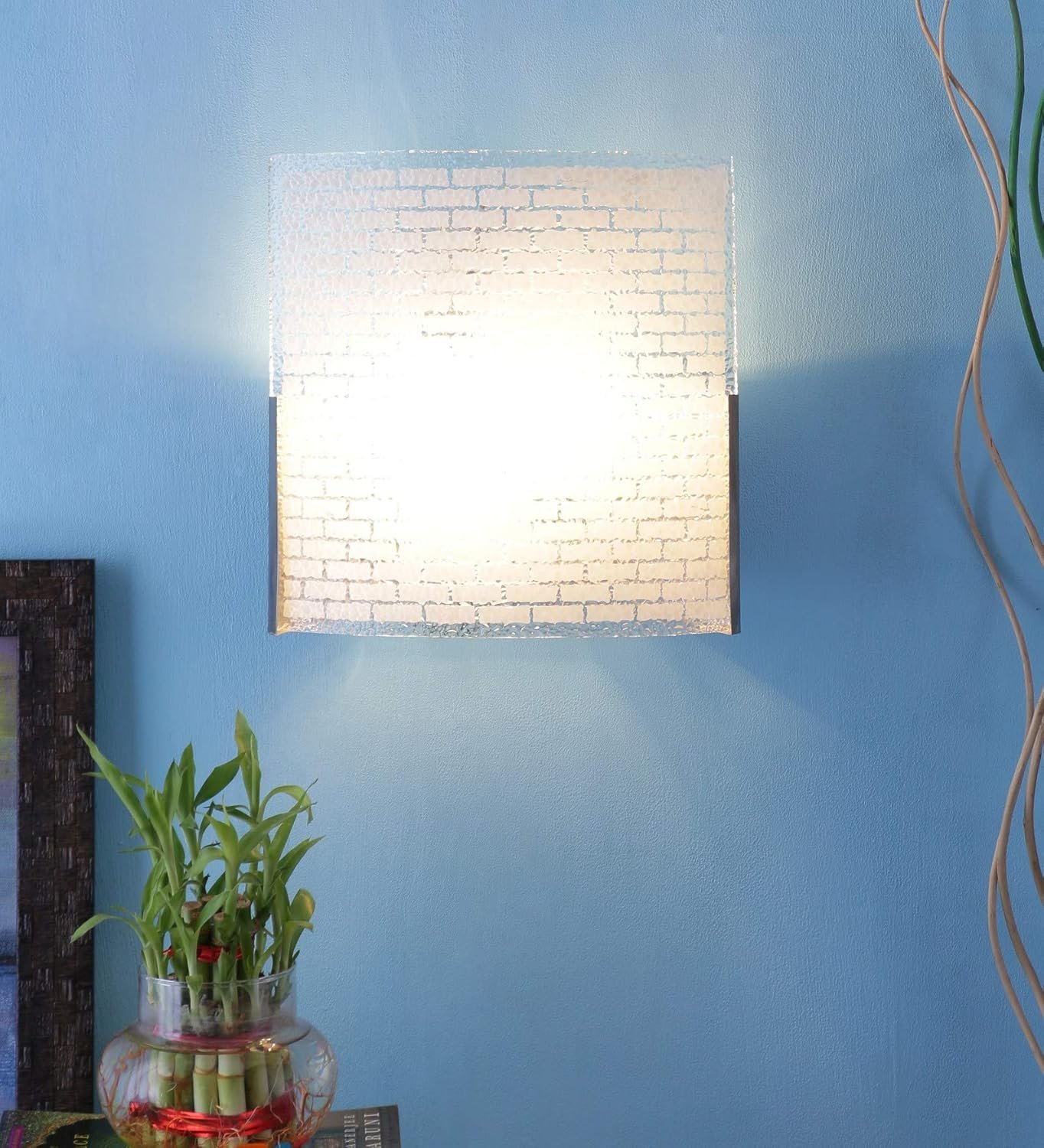 Off White Steel & Glass Wall Mounted Light for Living Room/Drawing Room/Office/Bedroom/Decoration/Lobby/Dining Room/Passage/Hall Way/Gift