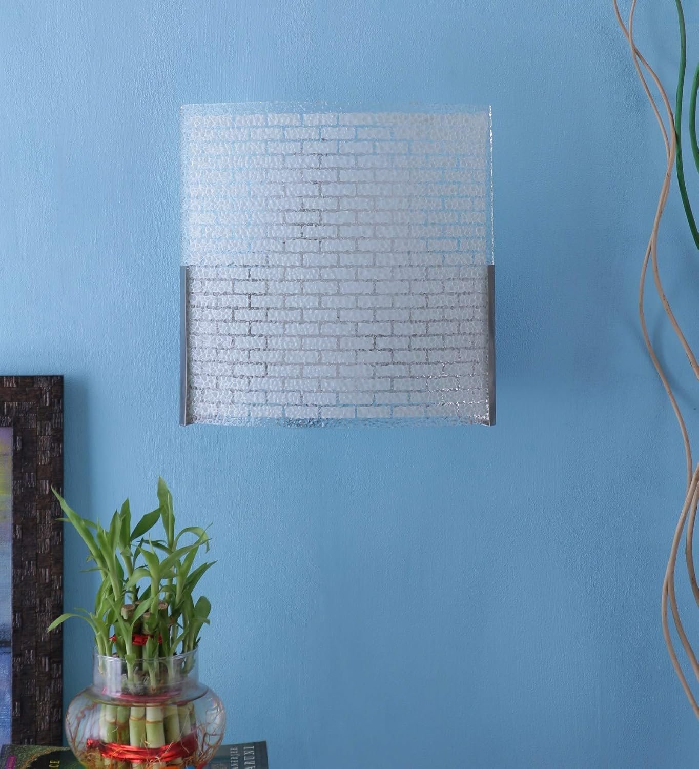 Off White Steel & Glass Wall Mounted Light for Living Room/Drawing Room/Office/Bedroom/Decoration/Lobby/Dining Room/Passage/Hall Way/Gift