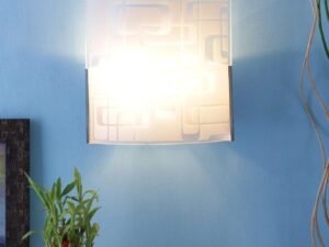 W50,Off White Steel & Glass Wall Mounted Light for Living Room/Drawing Room/Office/Bedroom/Decoration/Lobby/Dining Room/Passage/Hall Way/Gift