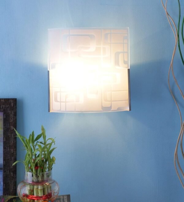 W50,Off White Steel & Glass Wall Mounted Light for Living Room/Drawing Room/Office/Bedroom/Decoration/Lobby/Dining Room/Passage/Hall Way/Gift