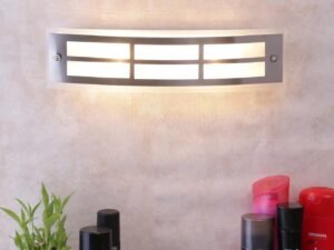 Off White Metal & Glass Bathroom Light for Wash Basin/Mirror