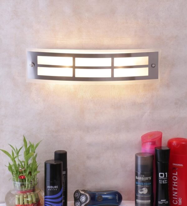 Off White Metal & Glass Bathroom Light for Wash Basin/Mirror