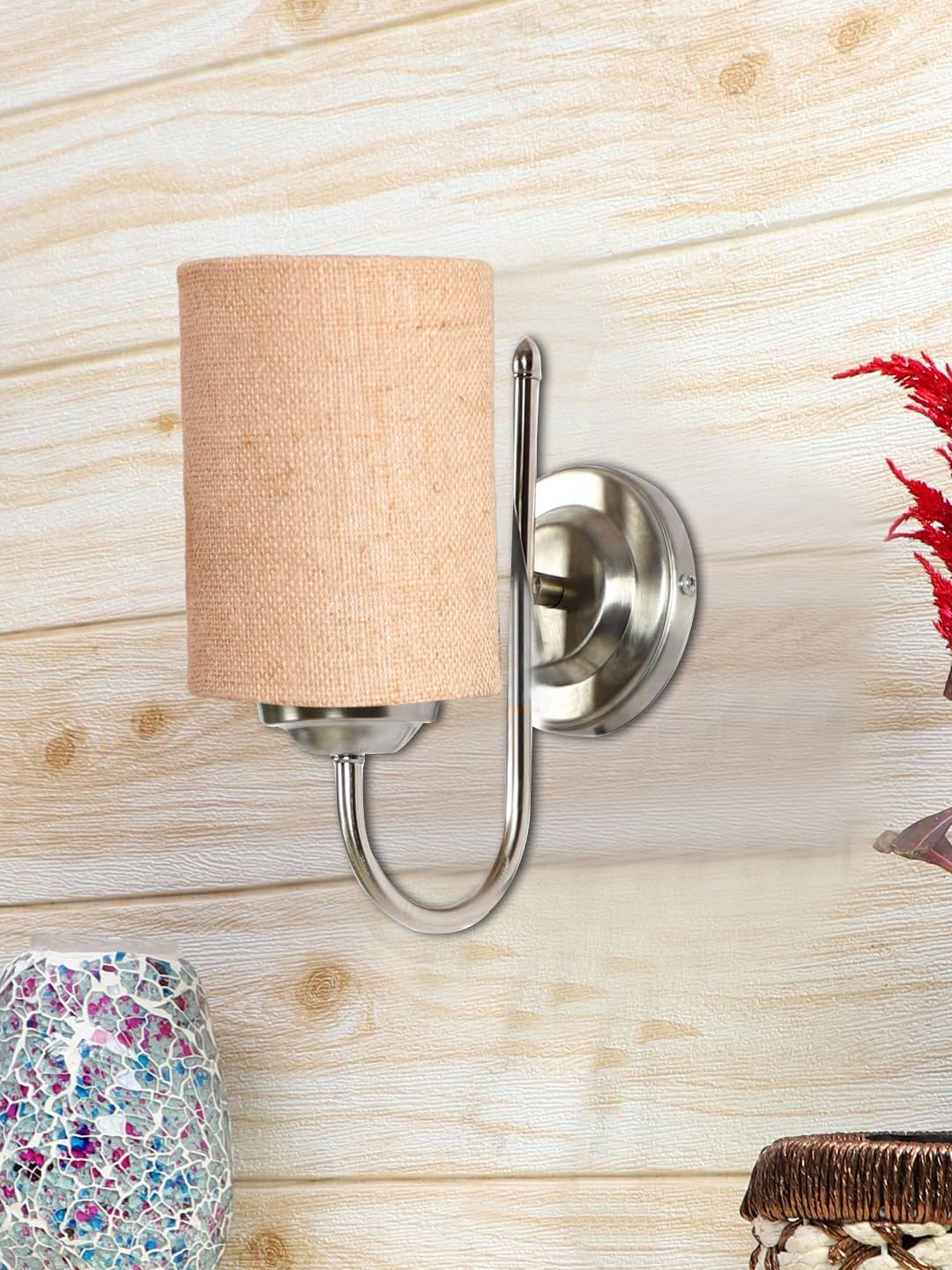 Off White Metal & Glass Bathroom Light for Wash Basin/Mirror