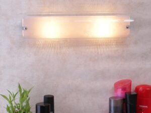 Off White Metal & Glass Bathroom Light for Wash Basin/Mirror
