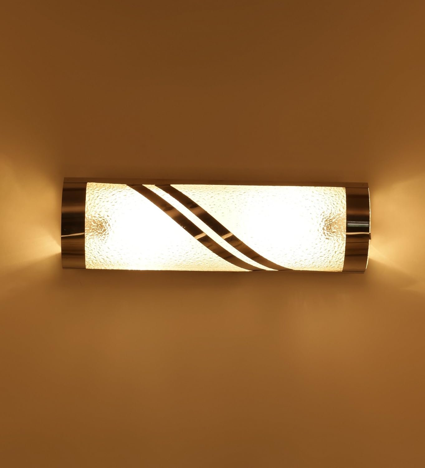 Off White Steel & Glass Bathroom Light for Wash Basin/Mirror