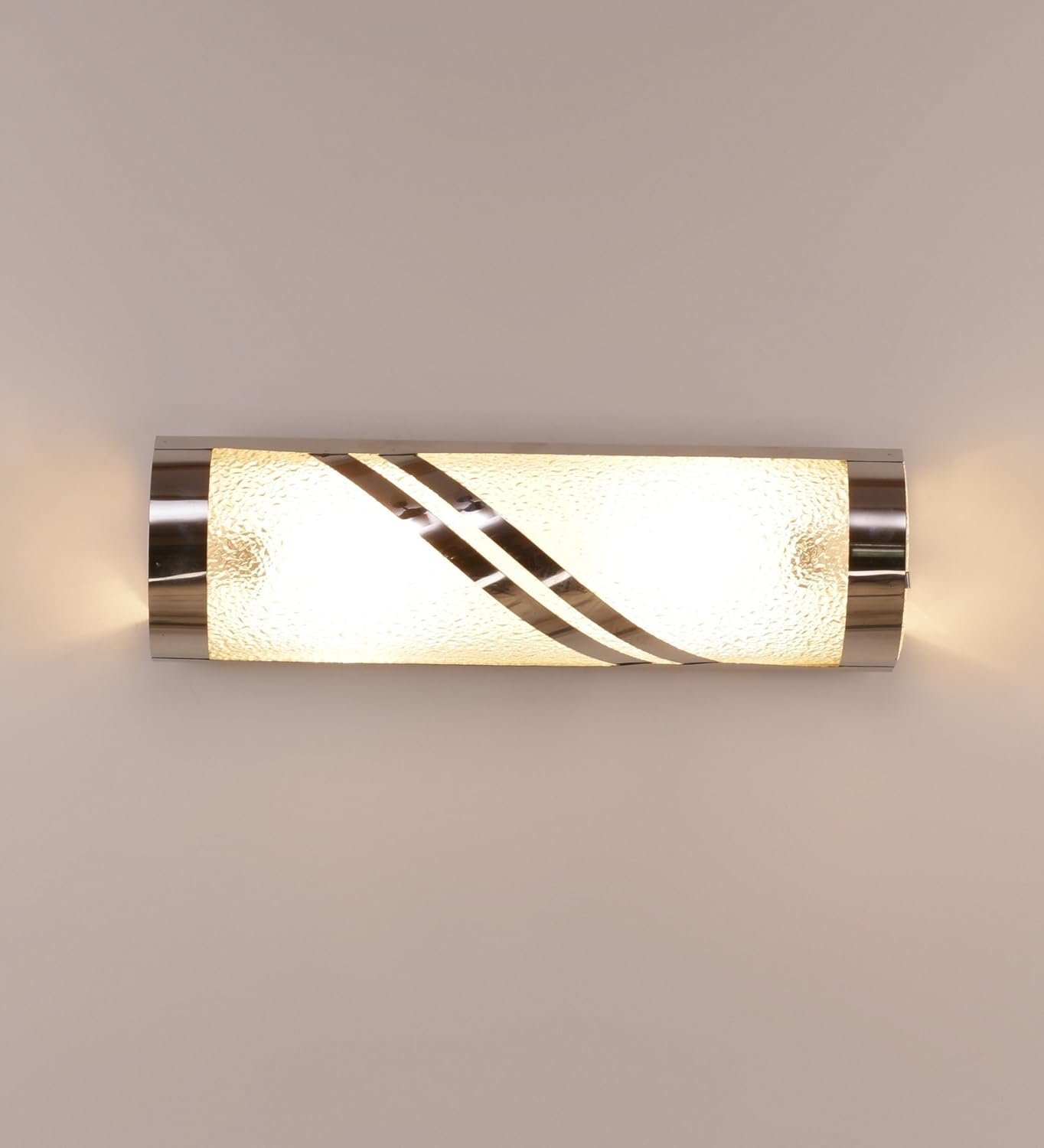 Off White Steel & Glass Bathroom Light for Wash Basin/Mirror