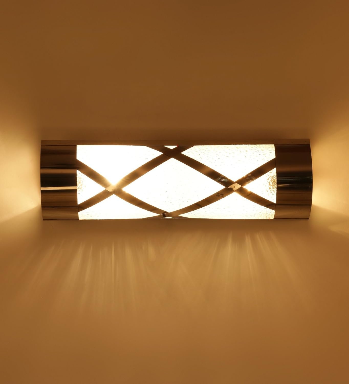 Off White Steel & Glass Bathroom Light for Wash Basin/Mirror