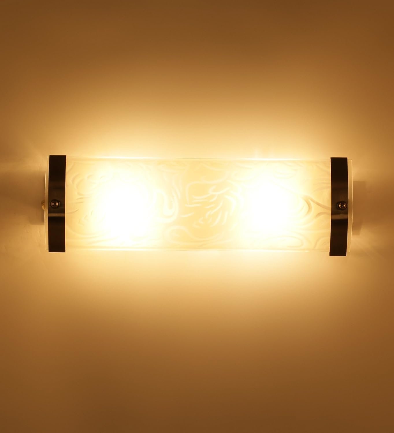 Off White Steel & Glass Bathroom Light for Wash Basin/Mirror