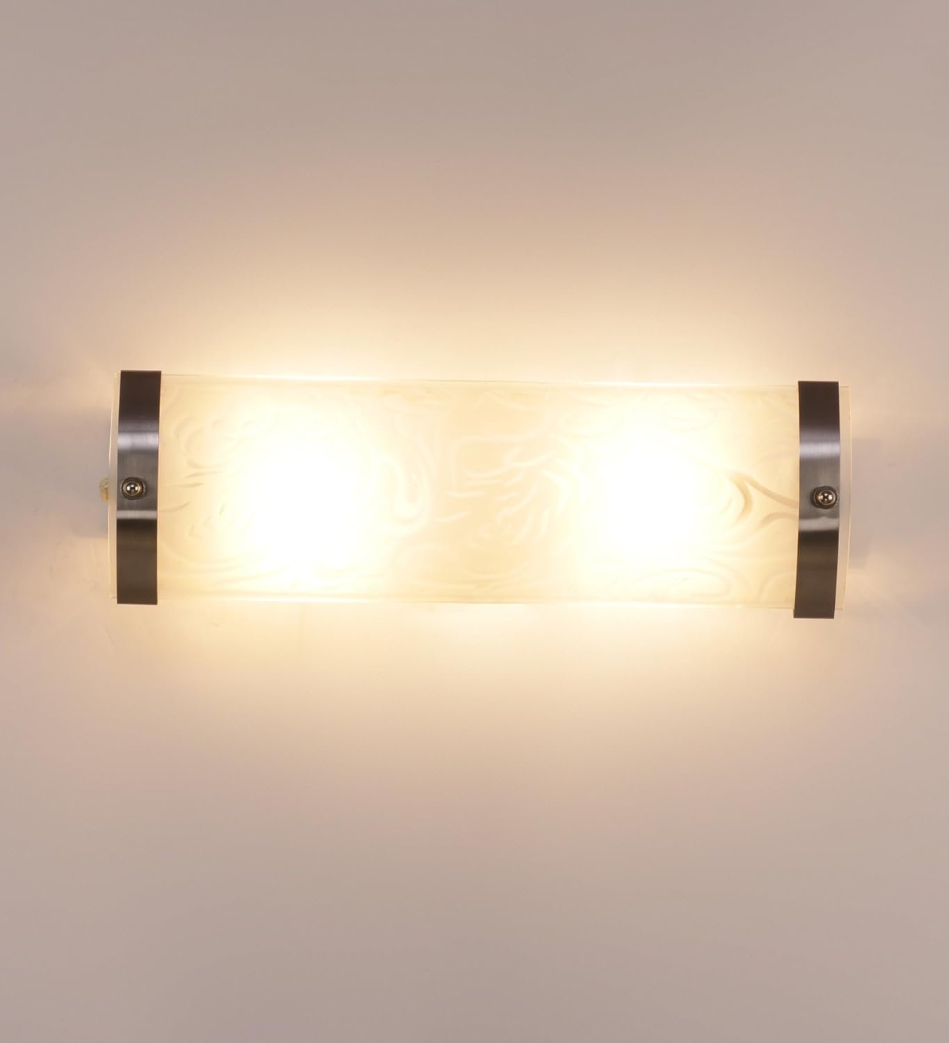 Off White Steel & Glass Bathroom Light for Wash Basin/Mirror
