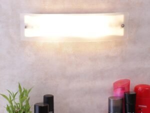 Off White Metal & Glass Bathroom Light for Wash Basin/Mirror