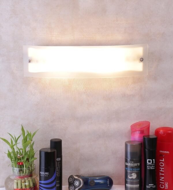 Off White Metal & Glass Bathroom Light for Wash Basin/Mirror