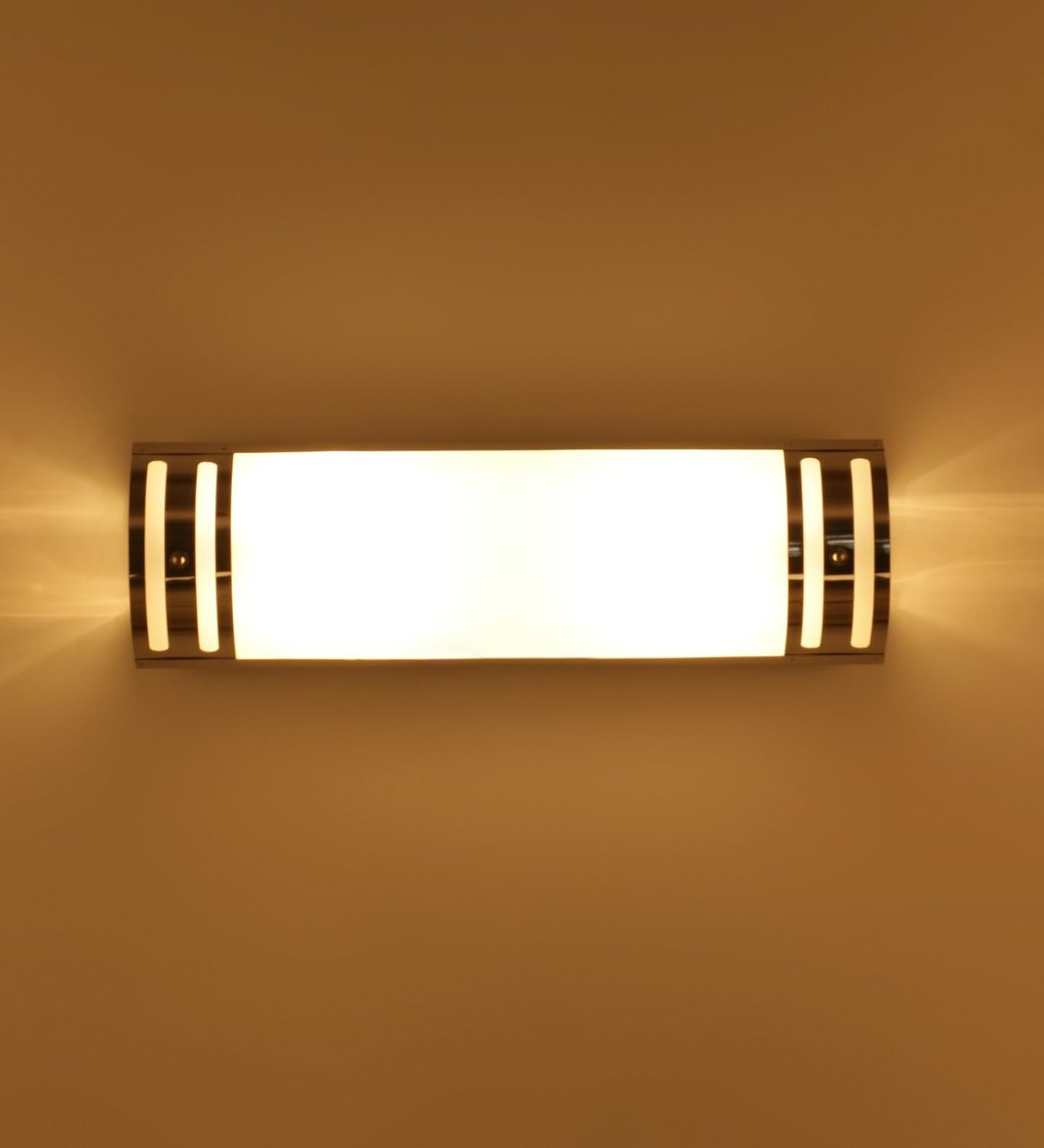 Off White Steel & Glass Bathroom Light for Wash Basin/Mirror