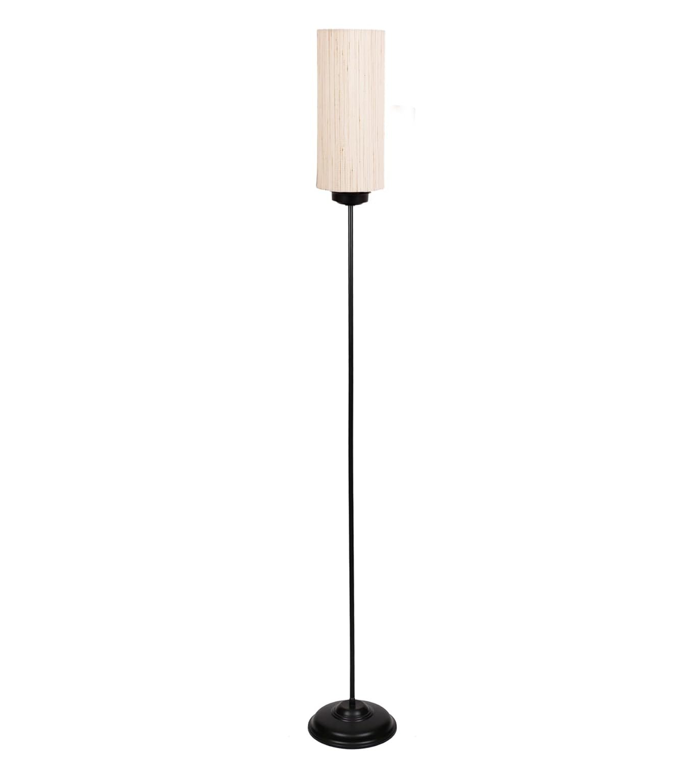 Thin Off-White Cotton Shade with Iron Floor lamp