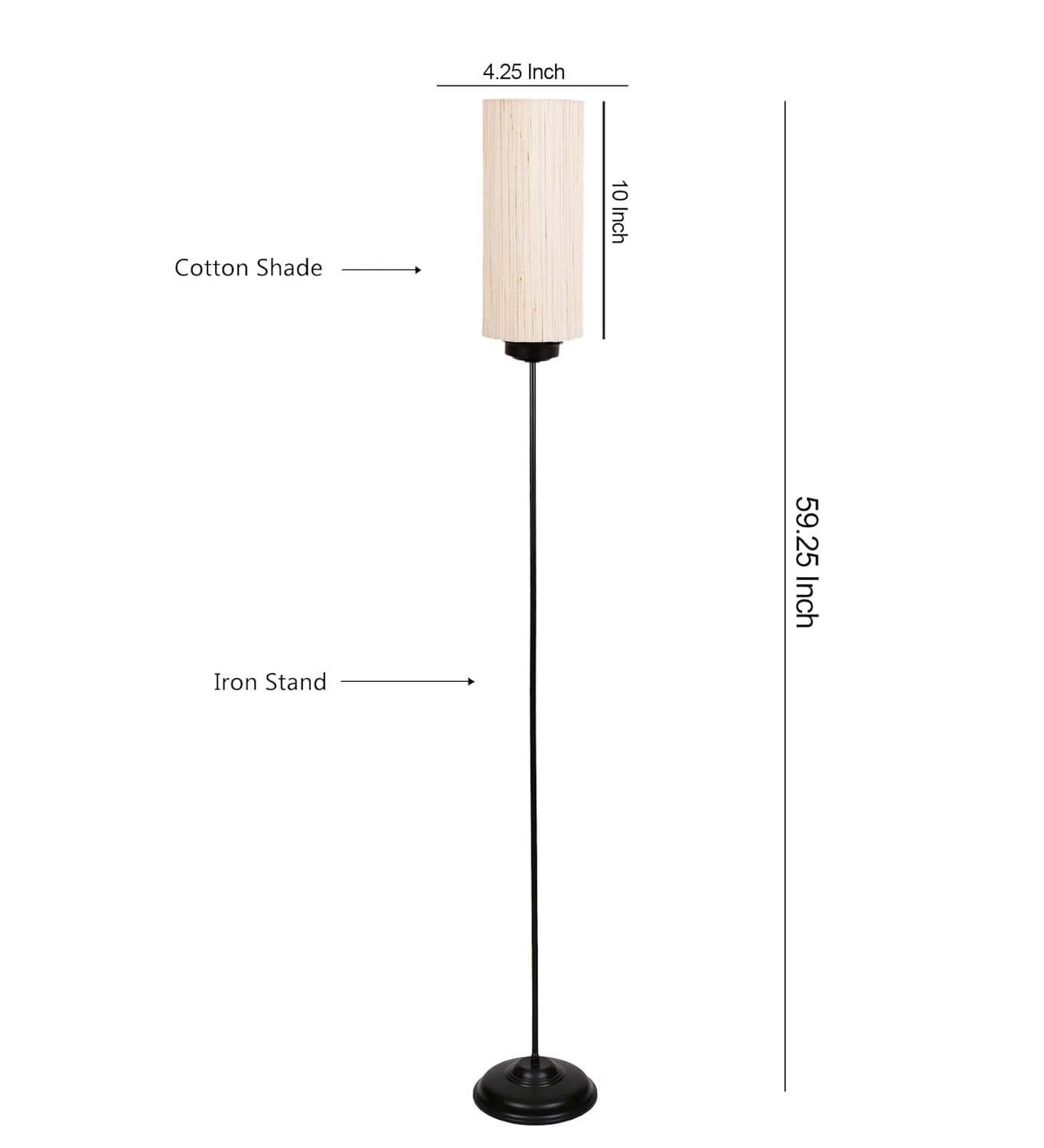 Thin Off-White Cotton Shade with Iron Floor lamp