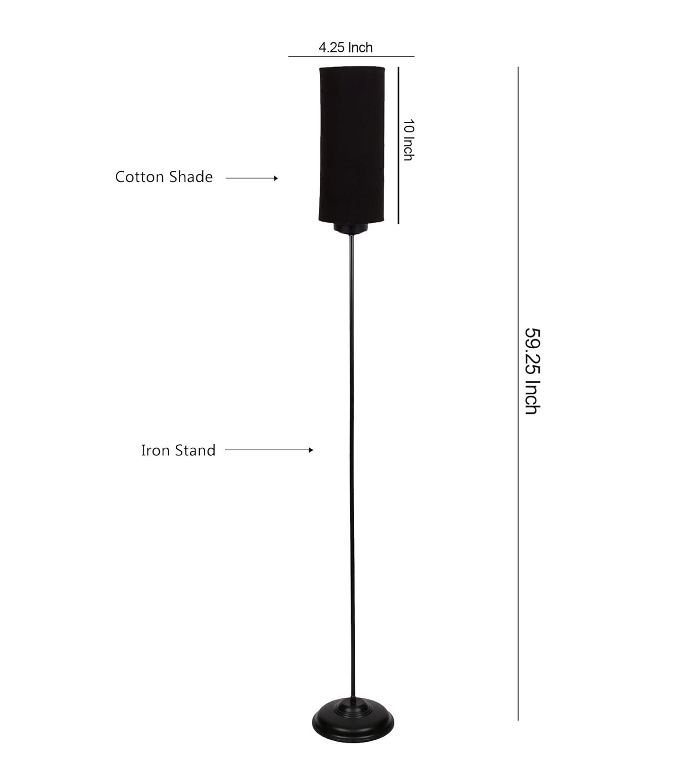 Thin Black Cotton Shade with Iron Floor lamp