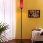 Thin Red Cotton Shade with Iron Floor lamp