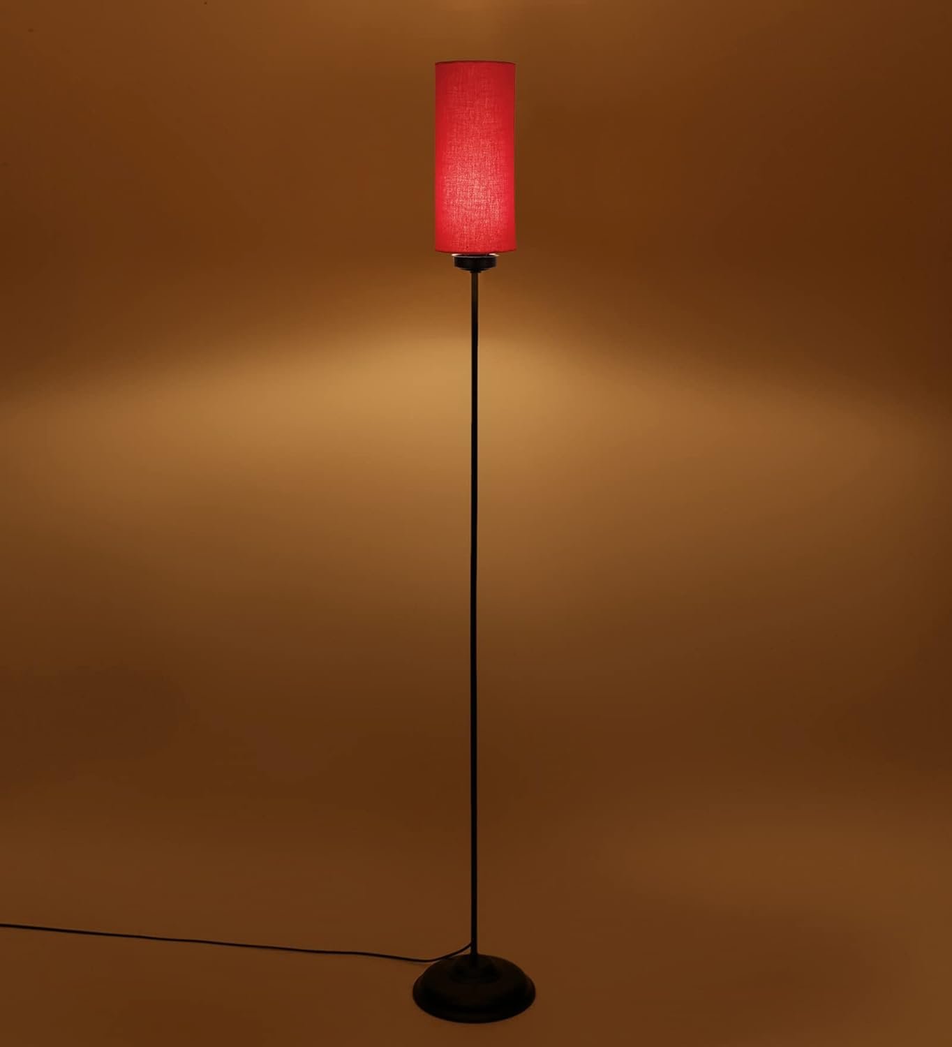 Thin Red Cotton Shade with Iron Floor lamp