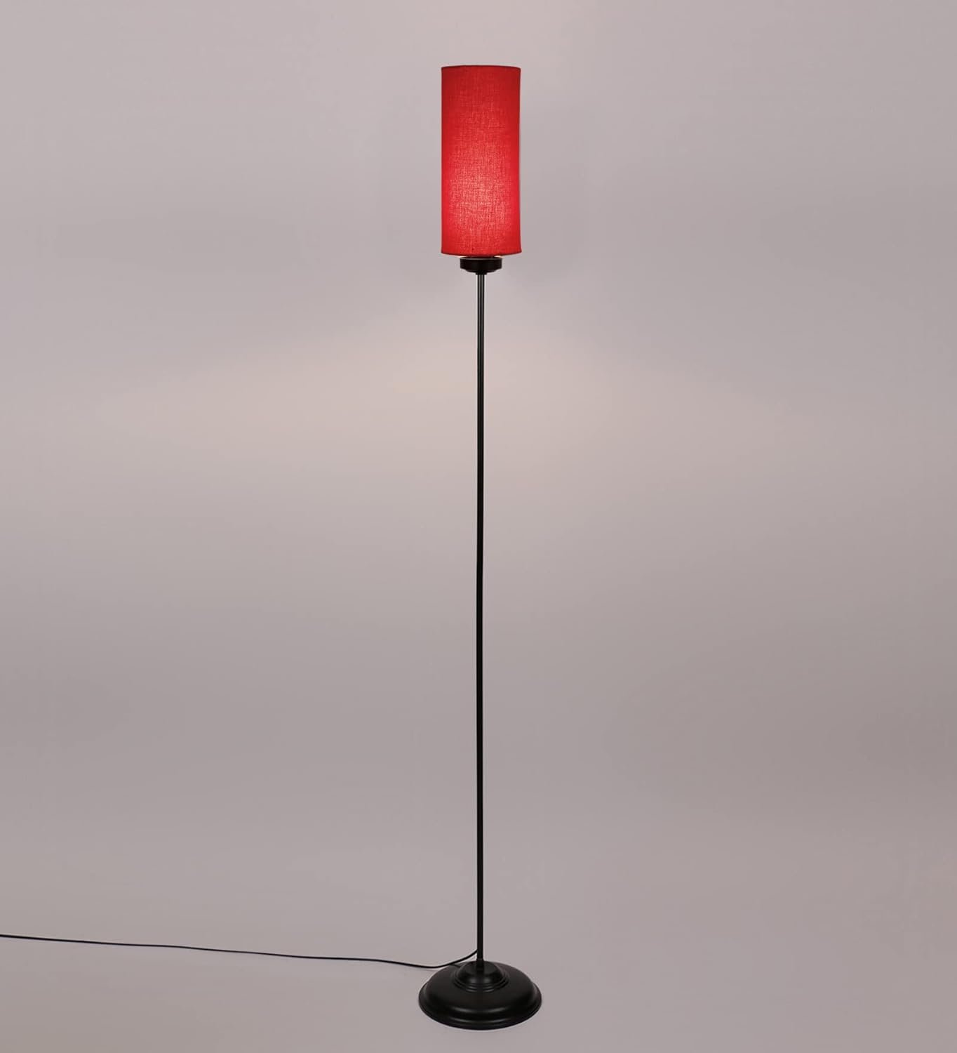 Thin Red Cotton Shade with Iron Floor lamp