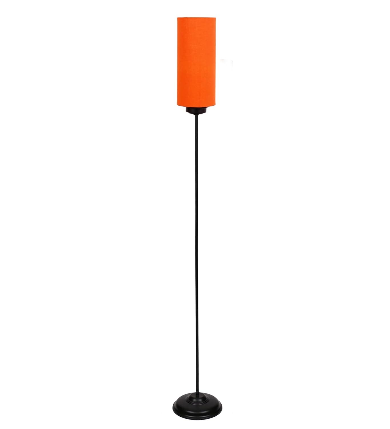 Thin Orange Cotton Shade with Iron Floor lamp