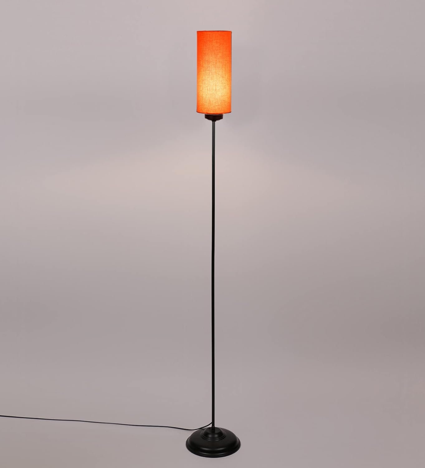 Thin Orange Cotton Shade with Iron Floor lamp