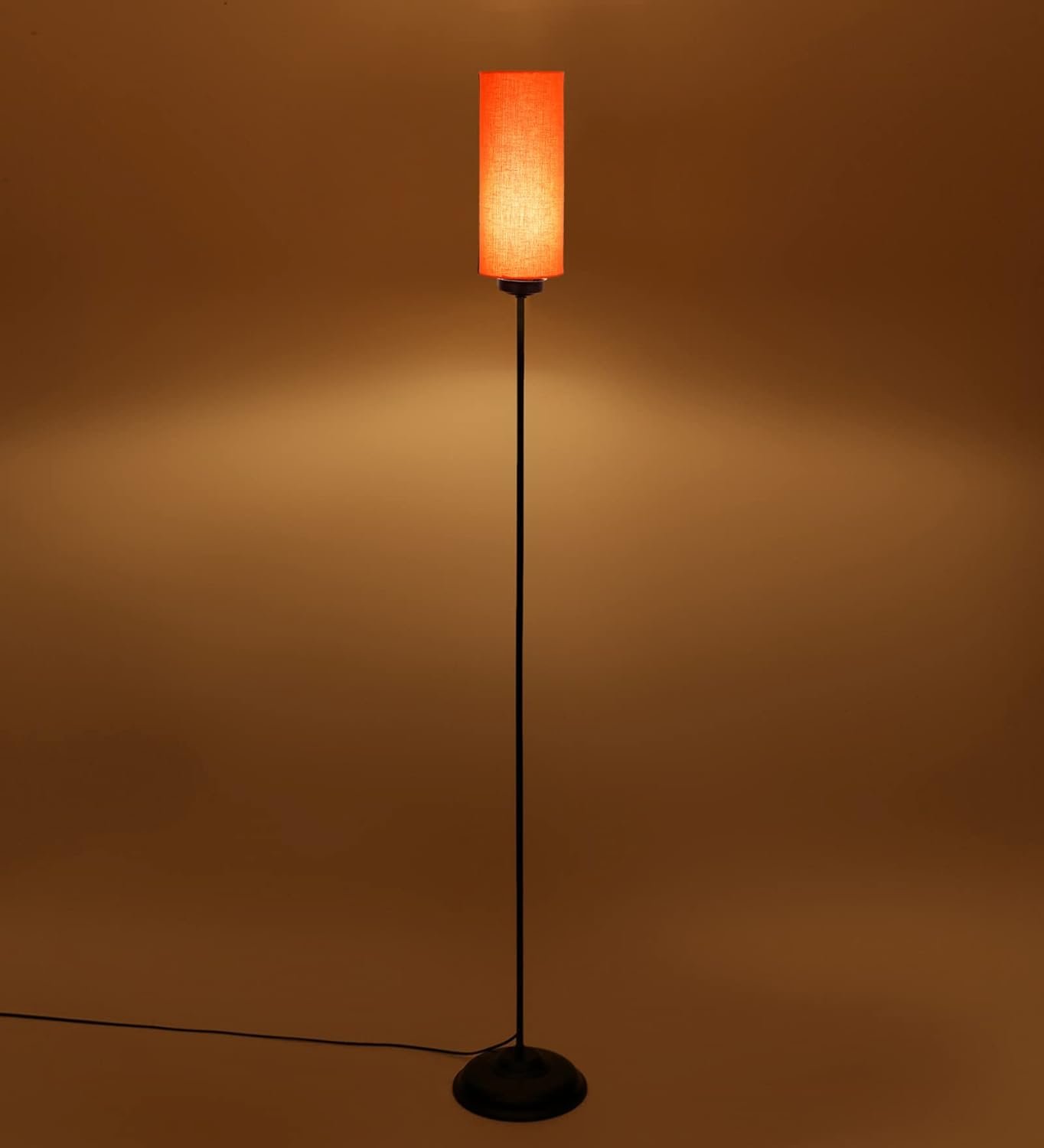Thin Orange Cotton Shade with Iron Floor lamp