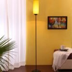 Thin Yellow Cotton Shade with Iron Floor lamp