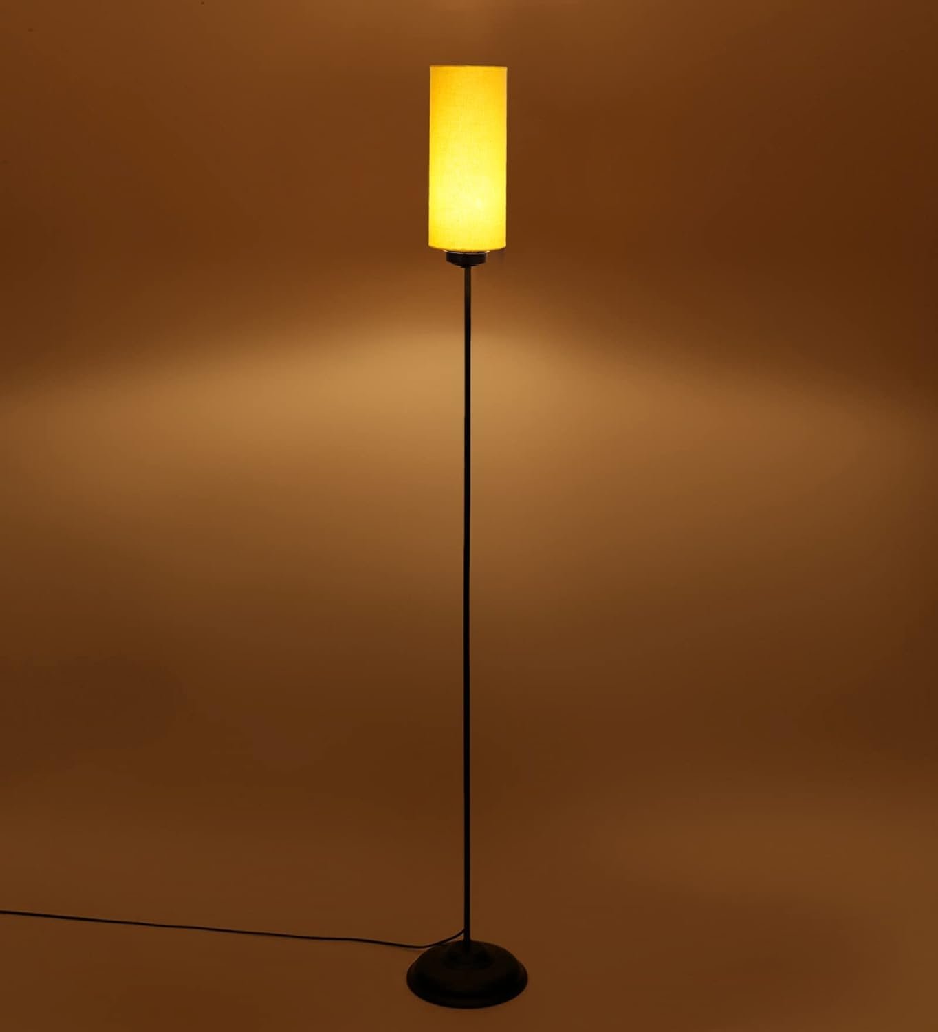 Thin Yellow Cotton Shade with Iron Floor lamp