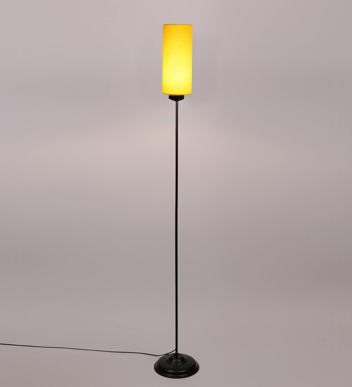 Thin Yellow Cotton Shade with Iron Floor lamp