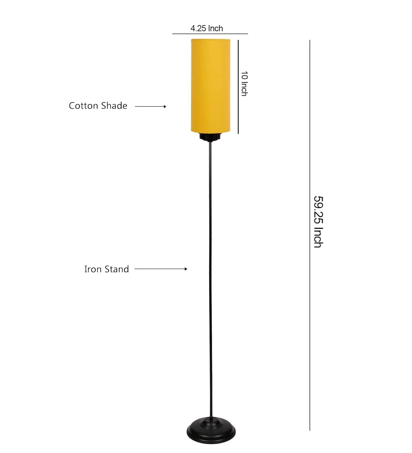 Thin Yellow Cotton Shade with Iron Floor lamp