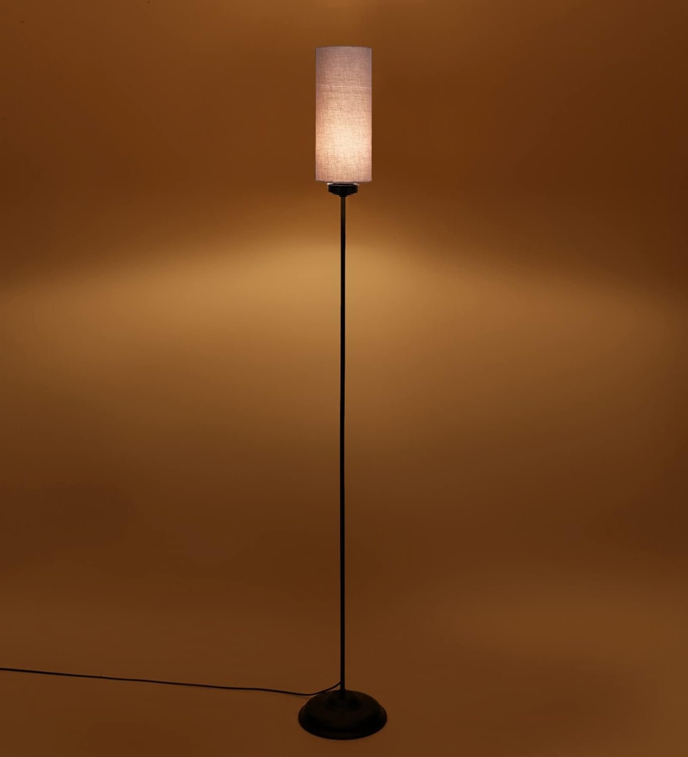 Thin Grey Cotton Shade with Iron Floor lamp
