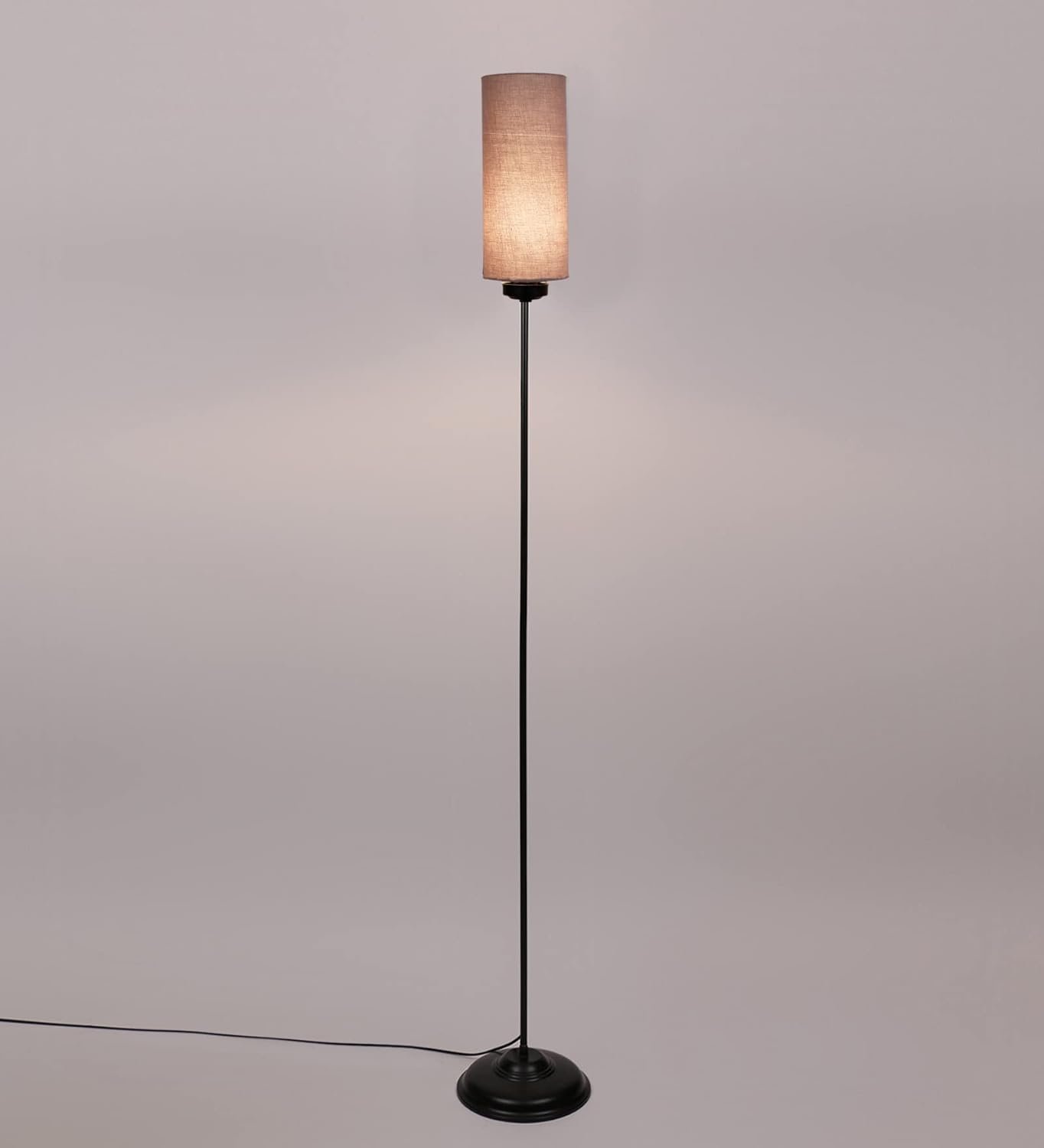 Thin Grey Cotton Shade with Iron Floor lamp
