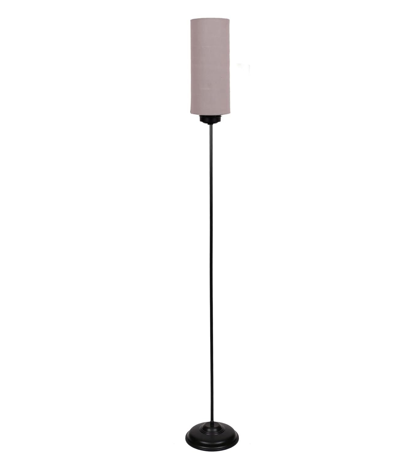 Thin Grey Cotton Shade with Iron Floor lamp