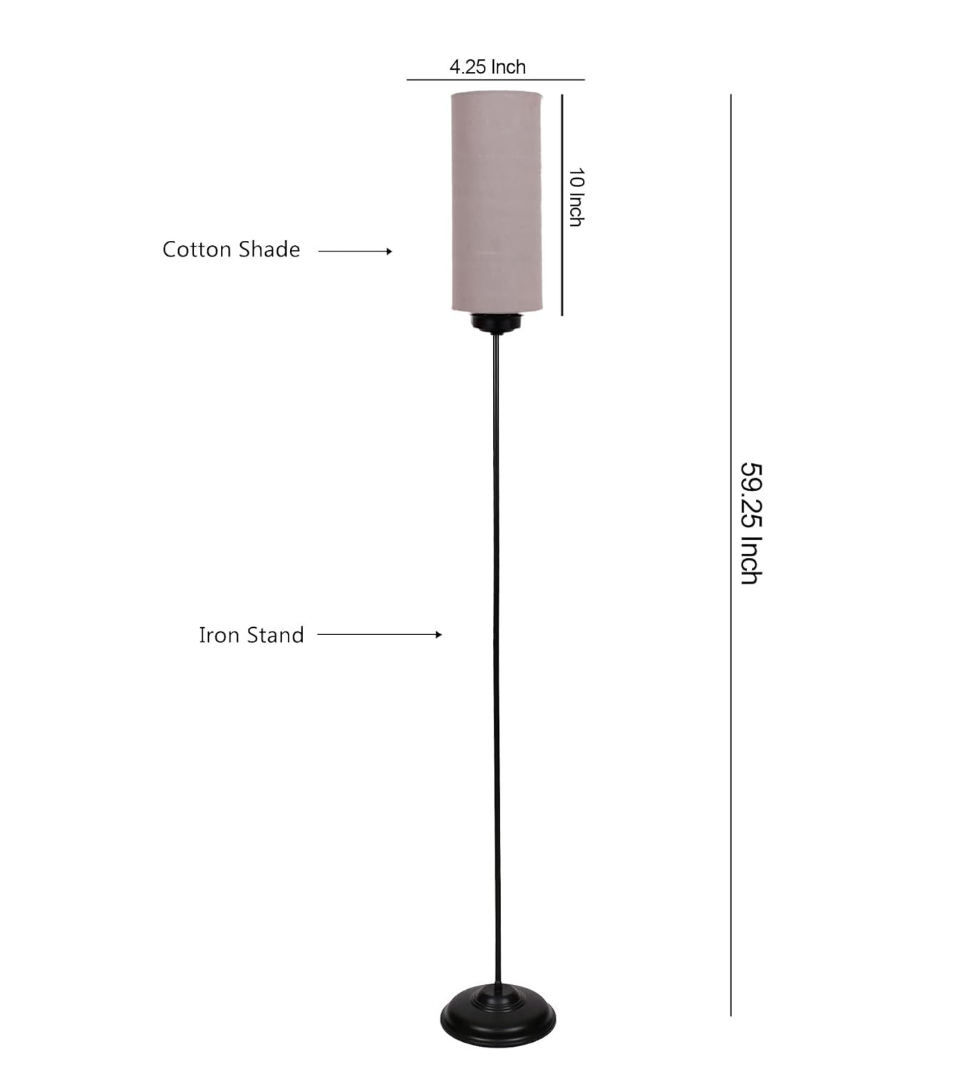 Thin Grey Cotton Shade with Iron Floor lamp