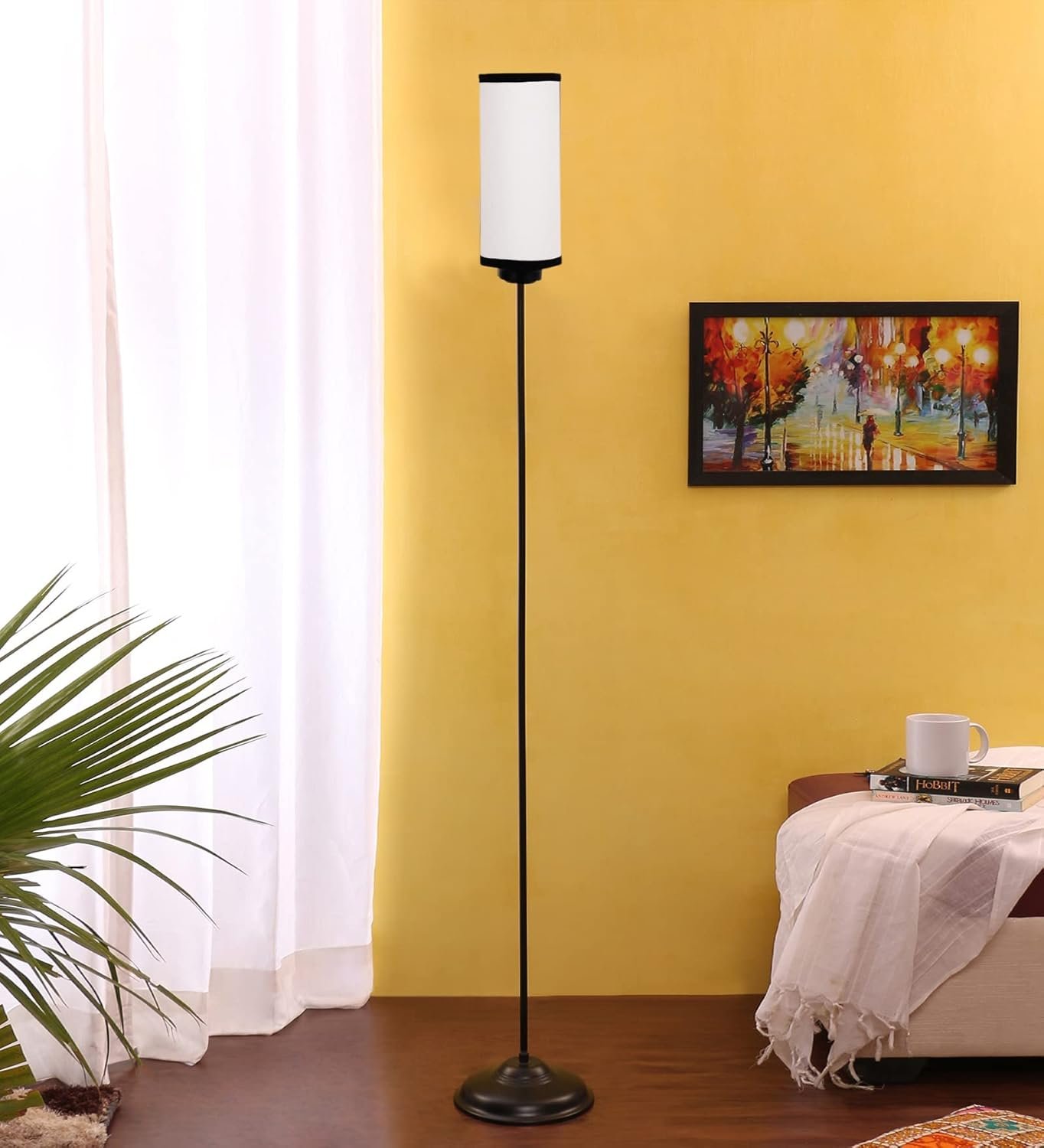 Thin Multicolor Cotton Shade with Iron Floor lamp