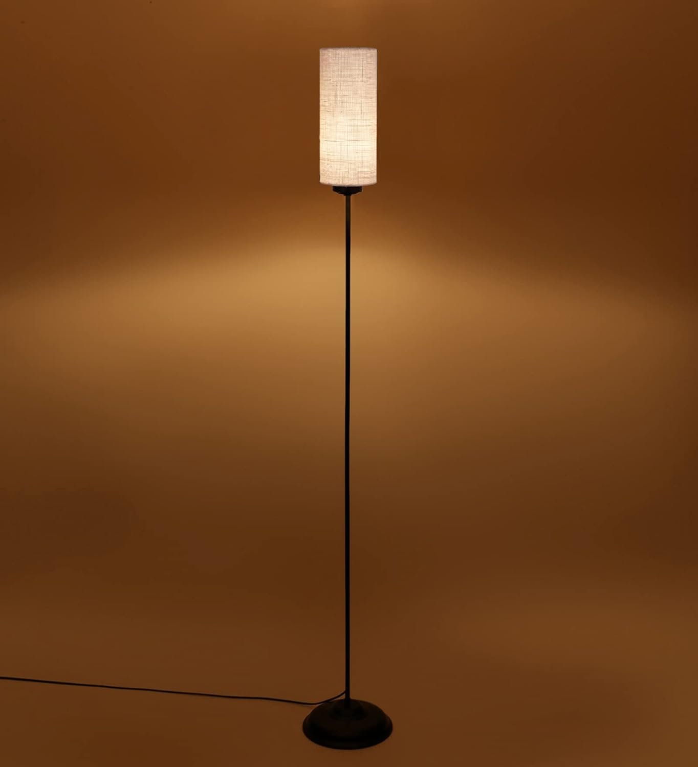 Thin White Jute Shade with Iron Floor lamp