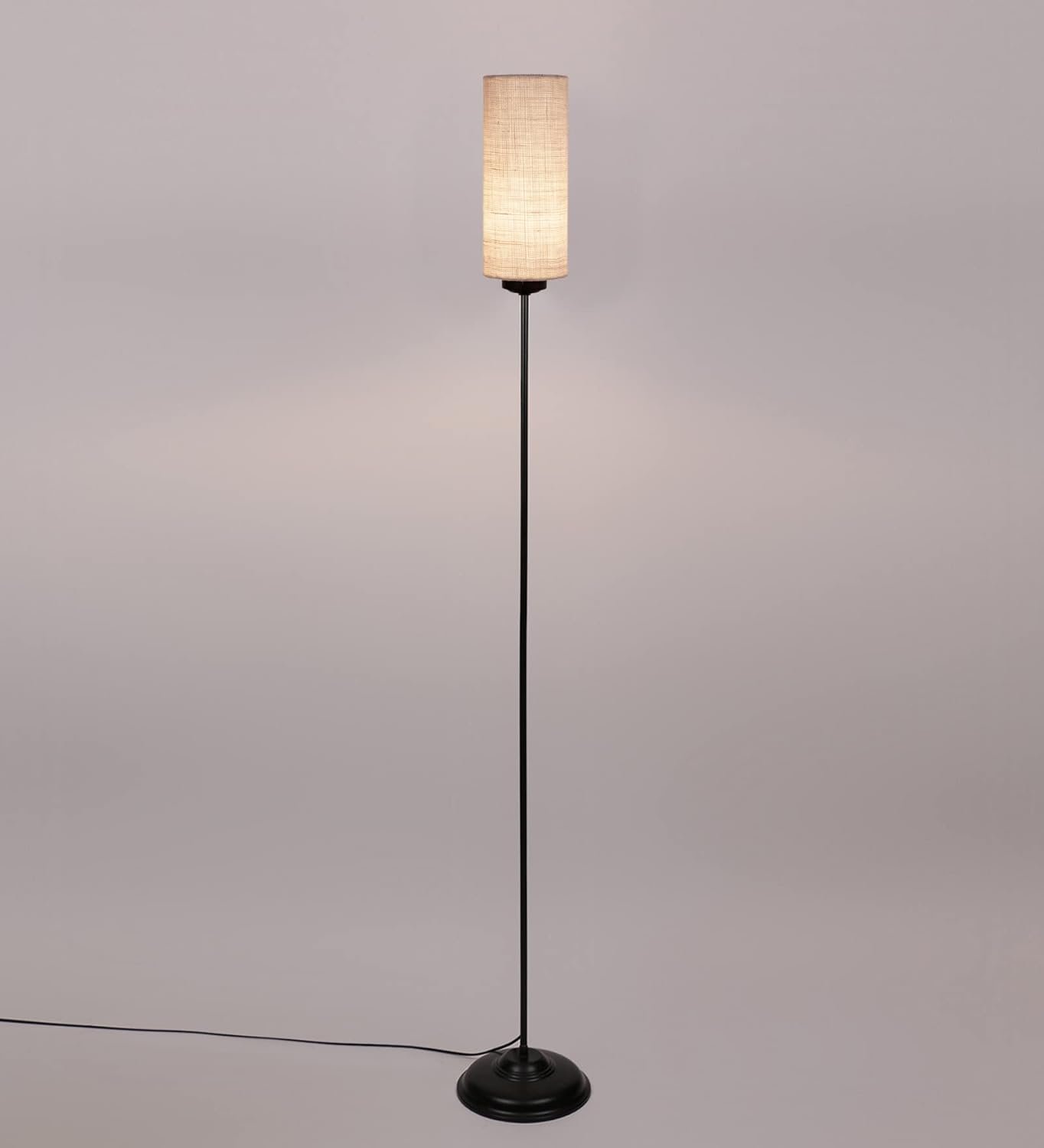 Thin White Jute Shade with Iron Floor lamp