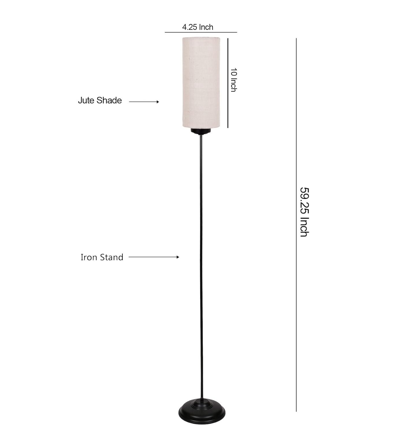 Thin White Jute Shade with Iron Floor lamp